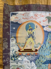 Een Chinese gewoven thangka van een Shambhala koning, Republiek