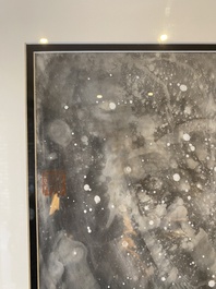 Ma Xinle 馬欣樂 (1963-): 'Douze chevaux dans la neige', encre et couleurs sur papier, dat&eacute; 1993