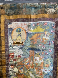 Een Chinese gewoven thangka van een Shambhala koning, Republiek
