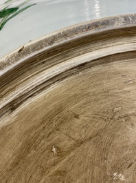 An extremely large Chinese famille verte 'quail and peony' dish, Kangxi mark, 20th C.