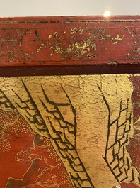 Ecran de table en bois dor&eacute;, laqu&eacute; et polychrom&eacute;, Chine, Shanxi, 16/17&egrave;me