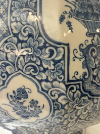 A massive Dutch Delft blue and white cistern and cover, 1st half 18th C.