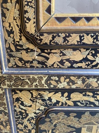 Two large Chinese Canton black and gilt-lacquered panels, 19th C.