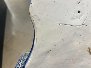 A massive Dutch Delft blue and white cistern and cover, 1st half 18th C.