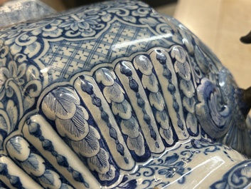 A massive Dutch Delft blue and white cistern and cover, 1st half 18th C.