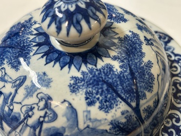 Tr&egrave;s rare pot &agrave; posset en fa&iuml;ence de Delft en bleu et blanc, d&eacute;but du 18&egrave;me