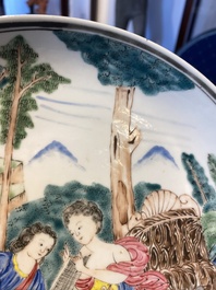 A Chinese famille rose export porcelain 'mythological subject' plate, Yongzheng/Qianlong
