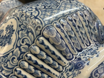 A massive Dutch Delft blue and white cistern and cover, 1st half 18th C.