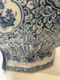 A massive Dutch Delft blue and white cistern and cover, 1st half 18th C.