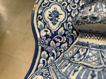 A massive Dutch Delft blue and white cistern and cover, 1st half 18th C.