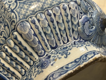 A massive Dutch Delft blue and white cistern and cover, 1st half 18th C.