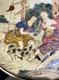 A Chinese famille rose export porcelain 'mythological subject' plate, Yongzheng/Qianlong