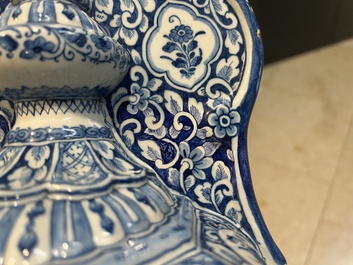A massive Dutch Delft blue and white cistern and cover, 1st half 18th C.