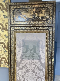 Two large Chinese Canton black and gilt-lacquered panels, 19th C.