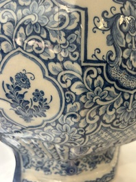 A massive Dutch Delft blue and white cistern and cover, 1st half 18th C.