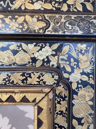Two large Chinese Canton black and gilt-lacquered panels, 19th C.