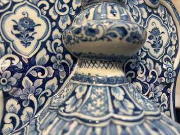 A massive Dutch Delft blue and white cistern and cover, 1st half 18th C.