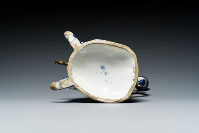 A blue and white Dutch Delft table fountain or 'Bobbejak', 18th C.