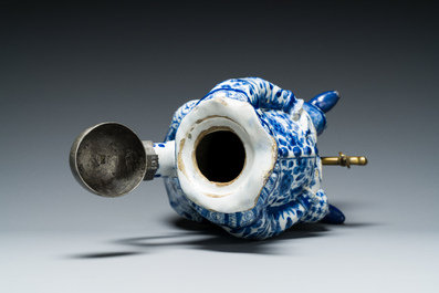 A blue and white Dutch Delft table fountain or 'Bobbejak', 18th C.