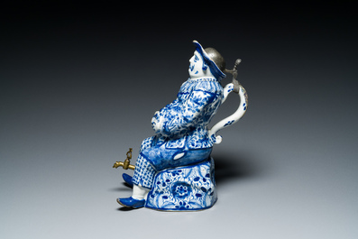A blue and white Dutch Delft table fountain or 'Bobbejak', 18th C.