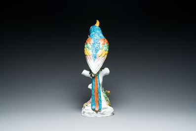 Impressionant perroquet en porcelaine polychrome de Meissen, Allemagne, 19&egrave;me