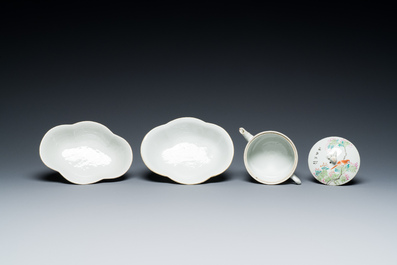 Vier stukken Chinees qianjiang cai porselein, gesign. Xu Pinheng 许品衡 en Dai Huanzhao 戴煥昭 , 19/20e eeuw