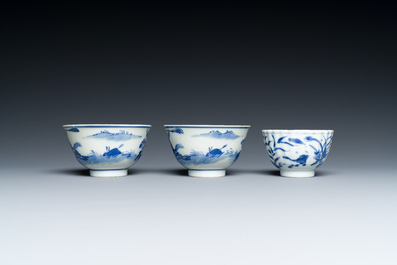 Elf stukken Chinees blauw-wit porselein, Ming tot 19e eeuw