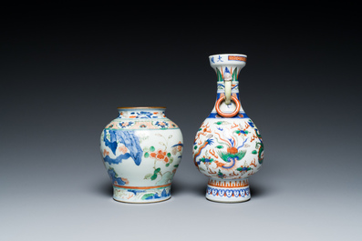 Two Chinese wucai vases, Wanli mark, 19/20th C.