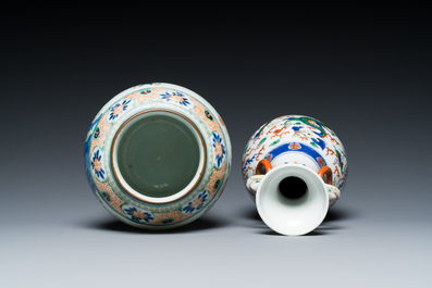 Two Chinese wucai vases, Wanli mark, 19/20th C.