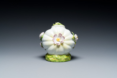 A polychrome Meissen porcelain melon-form pot pourri vase, Germany, 18th C.