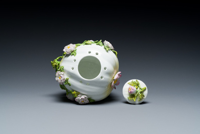 A polychrome Meissen porcelain melon-form pot pourri vase, Germany, 18th C.