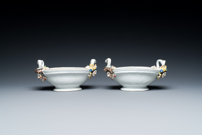 A pair of oval polychrome Meissen porcelain 'four seasons' baskets with insects, Germany, ca. 1745