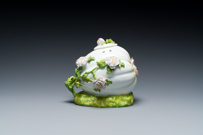 A polychrome Meissen porcelain melon-form pot pourri vase, Germany, 18th C.