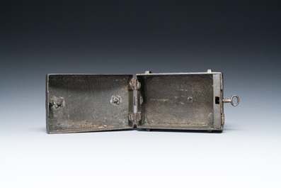 A French cast iron strongbox or messenger's box, 17th C.