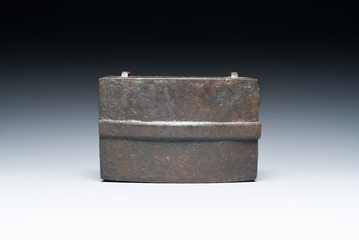 A French cast iron strongbox or messenger's box, 17th C.