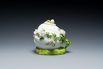 A polychrome Meissen porcelain melon-form pot pourri vase, Germany, 18th C.