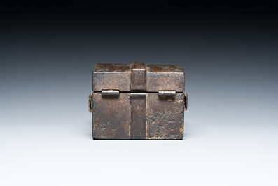 A French cast iron strongbox or messenger's box, 17th C.