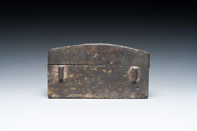 A French cast iron strongbox or messenger's box, 17th C.