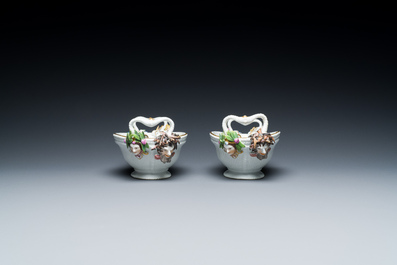A pair of oval polychrome Meissen porcelain 'four seasons' baskets with insects, Germany, ca. 1745