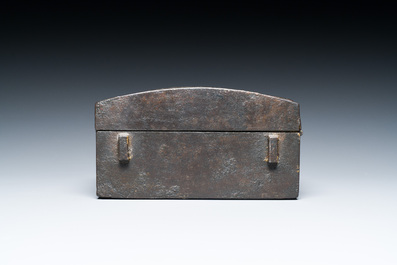 A French cast iron strongbox or messenger's box, 17th C.