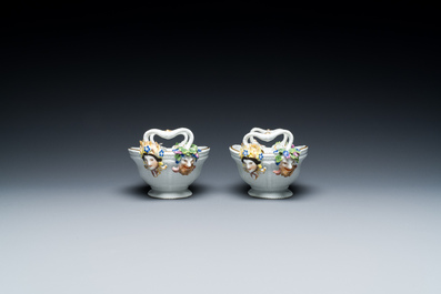 A pair of oval polychrome Meissen porcelain 'four seasons' baskets with insects, Germany, ca. 1745