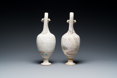 A pair of polychrome Greek pottery 'oinochoe' ewers, Canosa, Apulia, Italy, ca. 3rd C. b.C.