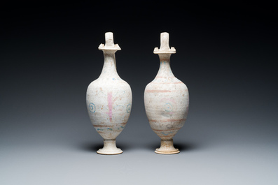 A pair of polychrome Greek pottery 'oinochoe' ewers, Canosa, Apulia, Italy, ca. 3rd C. b.C.