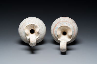 A pair of polychrome Greek pottery 'oinochoe' ewers, Canosa, Apulia, Italy, ca. 3rd C. b.C.