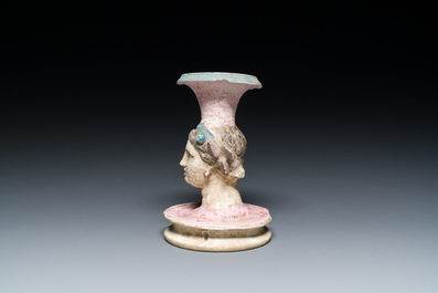A polychrome Greek pottery vase with a woman's head, Canosa, Apulia, Italy, ca. 4th/3rd C. b.C.