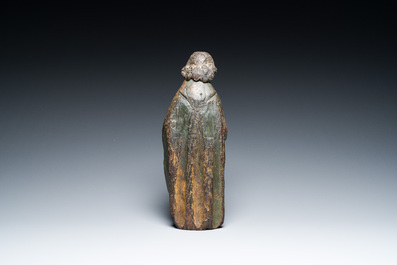 Ange en bois sculpt&eacute; et polychrom&eacute;, Pays-Bas m&eacute;ridionaux, peut-&ecirc;tre Tournai, 14/15&egrave;me
