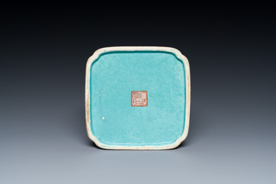 Bol de forme carr&eacute;e en porcelaine de Chine famille rose, marque et &eacute;poque de Daoguang