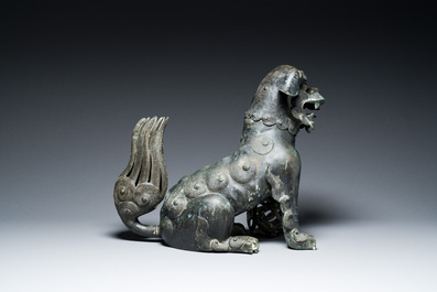 A large Chinese bronze 'Buddhist lion' censer, Ming