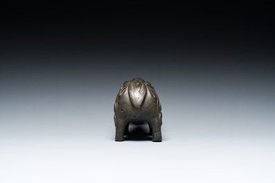 A Chinese inscribed bronze &lsquo;bixie&rsquo; water dropper, Ming