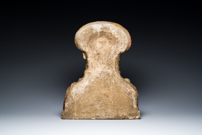 Mino da Fiesole (1429-1484, atelier van): Een gepolychromeerde stuc buste van Christus voor de 'Dossale con Madonna' in de Duomo te Fiesole, ca. 1464